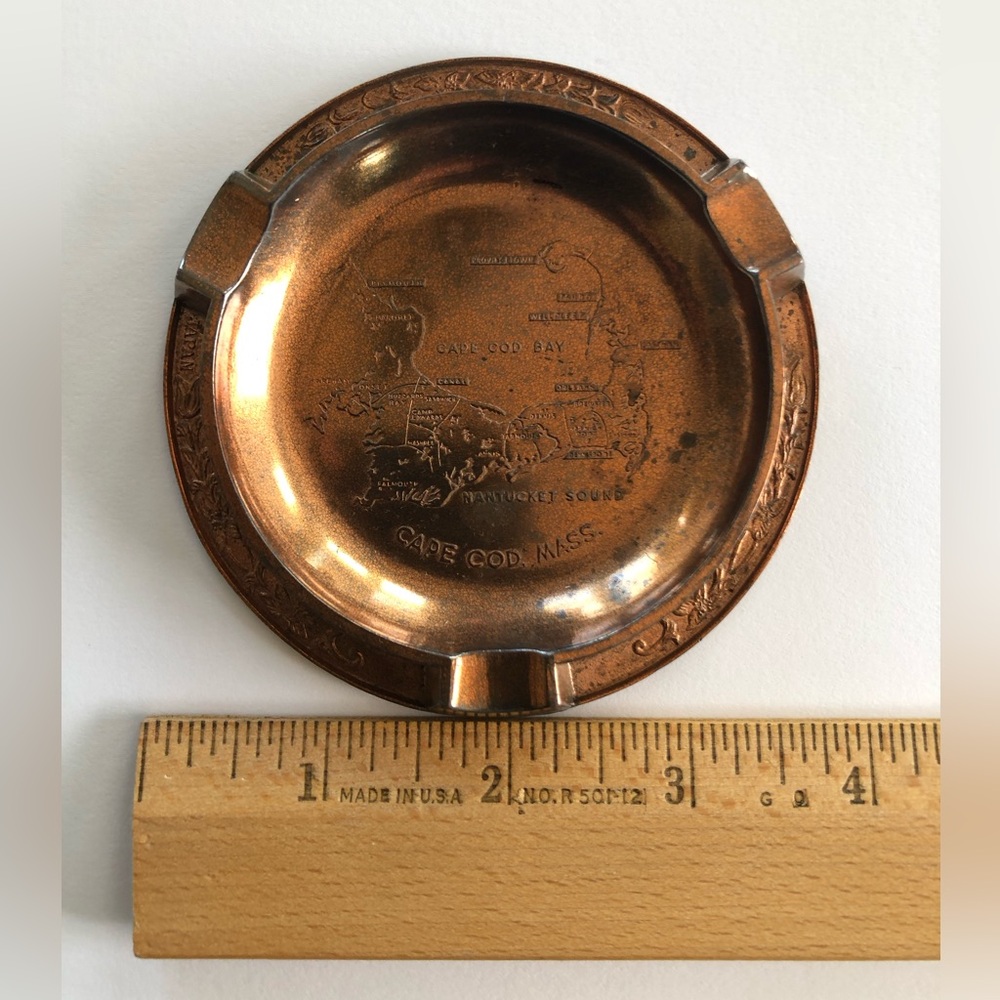 Vintage Souvenir Metal Ashtray with Cape Cod Map